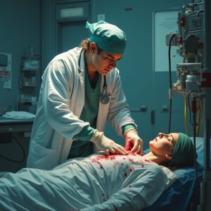 Doctor treating seriously injured patient