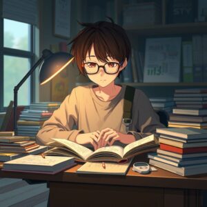 High school student studying