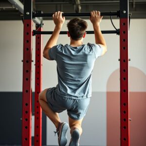 student doing pull ups